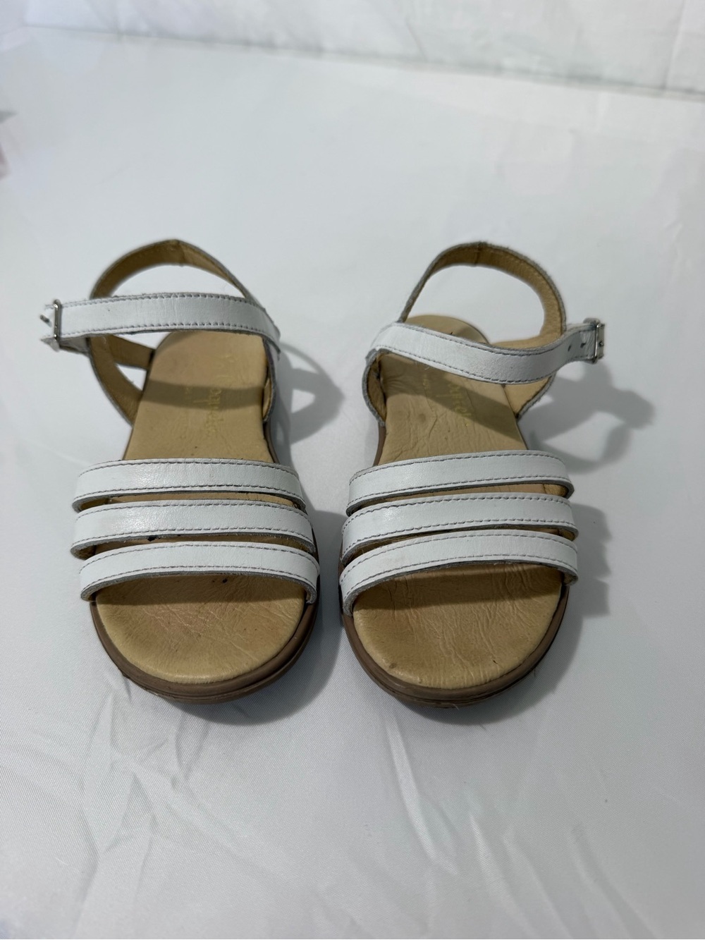 La Coqueta Sienna White Nappa Leather Sandals Girls Size 27 EU / US 10 - Picture 7 of 12